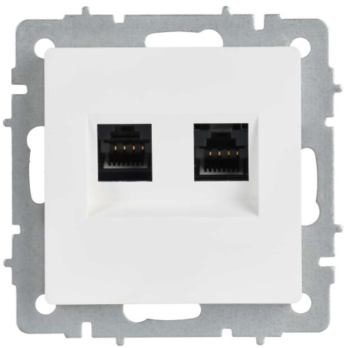 BRITE Розетка компьютерная двойная кат.5E RJ45 РК10-2-БрАБ арктический белый IEK