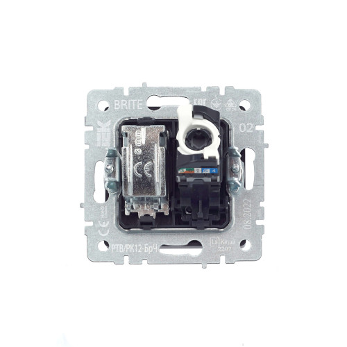 BRITE Розетка двойная TV+RJ45 кат.5E РТВ/РК12-БрЧ черный IEK