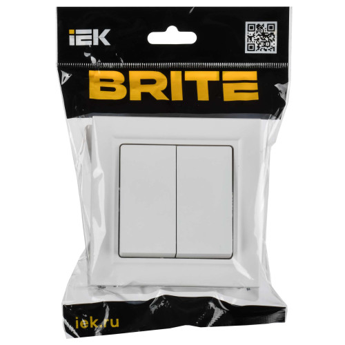 BRITE Выключатель 2-клавишный 10А в сборе ВСР10-2-0-БрАБ арктический белый IEK