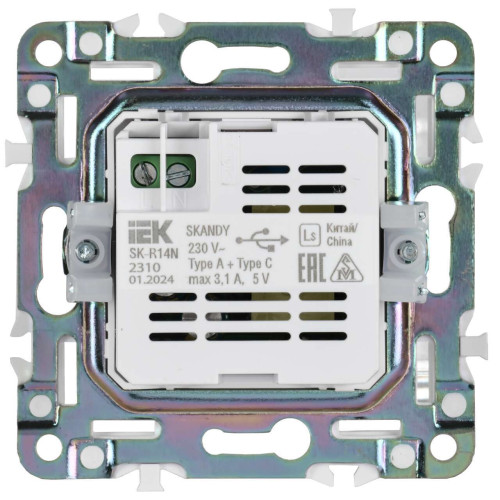 SKANDY Розетка USB A+C 3,1А SK-R14N металл никель IEK