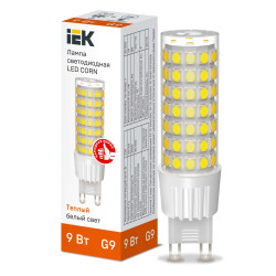 Лампа светодиодная CORN капсула 9Вт 230В 3000К керамика G9 IEK