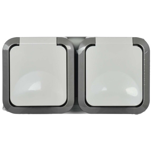 TORS Розетка 2-местная горизонтальная 16А IP55 TS222 серо-белый IEK