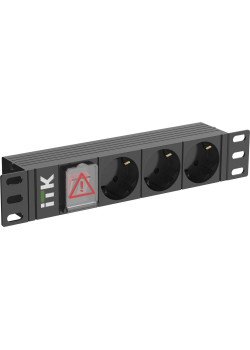 ITK PDU 3 розетки немецкий стандарт с LED выключателем 1U вход С14 без кабеля 10