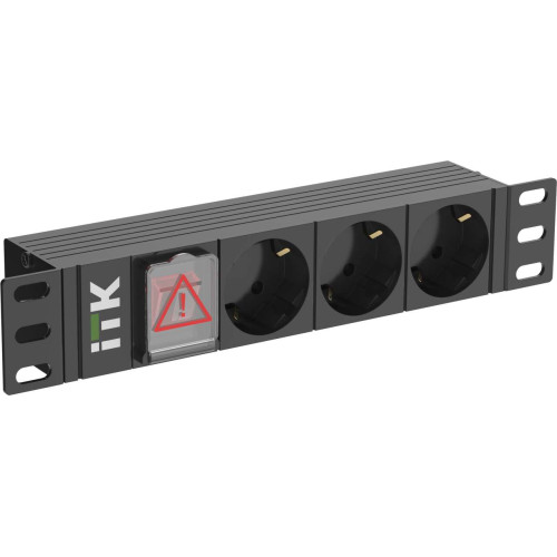 ITK PDU 3 розетки немецкий стандарт с LED выключателем 1U вход С14 без кабеля 10