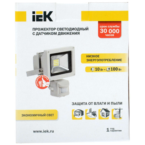 Прожектор светодиодный СДО 05-10Д (детектор) SMD IP44 серый IEK