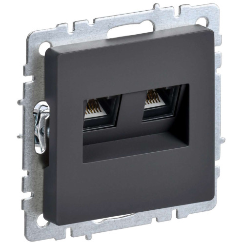 BRITE Розетка компьютерная двойная RJ45 кат.6 РК11-2-БрГ графит IEK