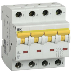 Автоматический выключатель ВА47-60 4Р 5А 6кА С IEK