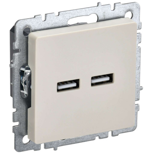 BRITE Розетка USB A+A 5В 3,1А РЮ10-1-БрКр бежевый IEK