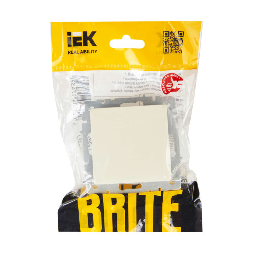BRITE Выключатель 1-клавишный 10А ВС10-1-0-БрКр бежевый IEK