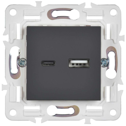 SKANDY Розетка USB A+C 18Вт SK-R13G графит IEK