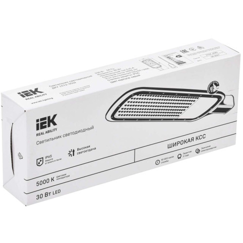 Светильник светодиодный консольный ДКУ 1012-30Ш 5000К IP65 серый IEK