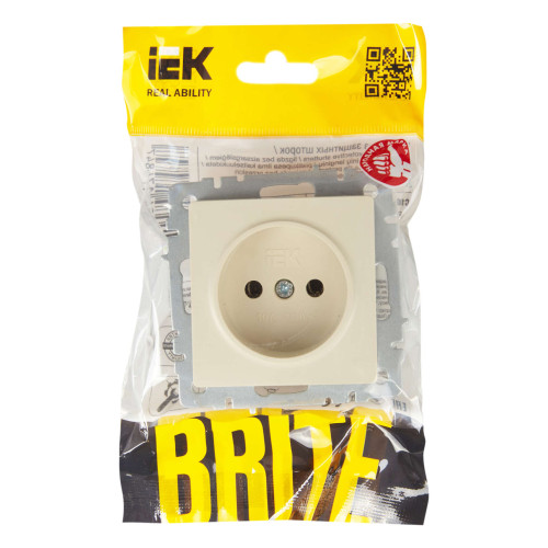 BRITE Розетка 1-местная без заземления без защитных шторок 10А РС10-1-0-БрКр бежевый IEK