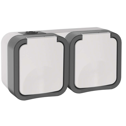 TORS Розетка 2-местная горизонтальная 16А IP55 TS222 серо-белый IEK
