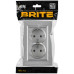 BRITE Розетка 2-местная с заземлением без защитных шторок плоская 16А в сборе РСПл12-3-БрА алюминий IEK