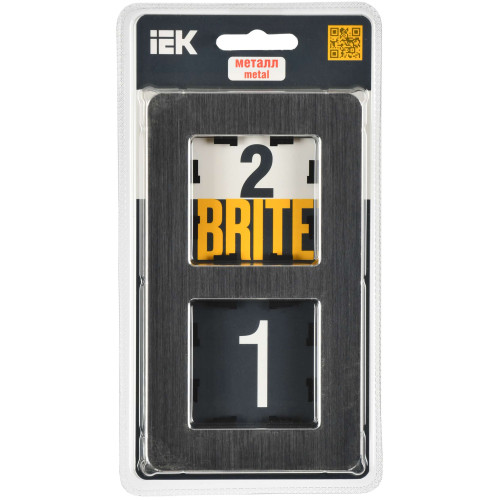 BRITE Рамка 2-местная РУ-2-1-Бр металл черный RE AL IEK
