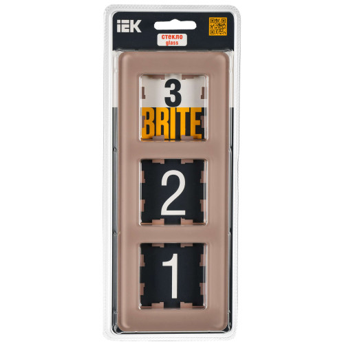 BRITE Рамка 3-местная РУ-3-2-Бр стекло дымчатый RE IEK
