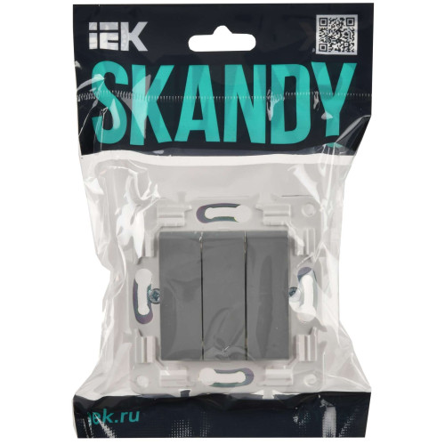 SKANDY Выключатель 3-клавишный 10А SK-V11Gr серый IEK