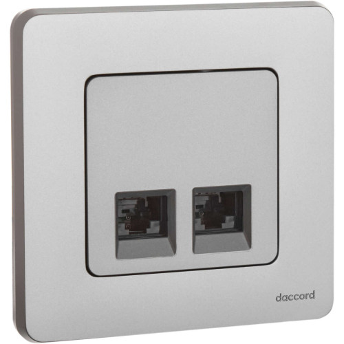 INSPIRIA Розетка компьютерная двойная RJ45 категория 5Е UTP алюминий