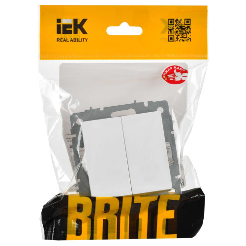 BRITE Выключатель 2-клавишный перекрестный 10А ВС10-2-3-БрАБ арктический белый IEK