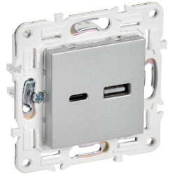 SKANDY Розетка USB A+C 3,1А SK-R14S серебряный IEK