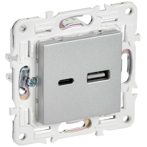 SKANDY Розетка USB A+C 3,1А SK-R14S серебряный IEK