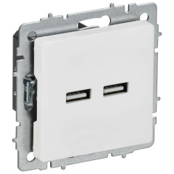 BRITE Розетка USB A+A 5В 3,1А РЮ10-1-БрАБ арктический белый IEK