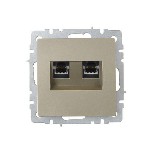 BRITE Розетка двойная RJ11+RJ45 кат.5E РК/Т12-БрШ шампань IEK