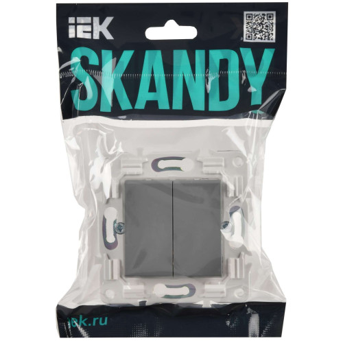 SKANDY Выключатель 2-клавишный проходной 10А SK-V05Gr серый IEK