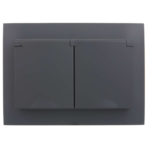 SKANDY Розетка 2-местная и крышкой 16А в сборе IP44 SK-R12G графит IEK