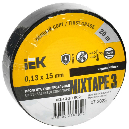 MIXTAPE 3 Изолента 0,13х15мм черная 20м IEK