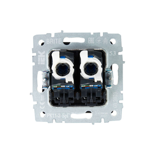 BRITE Розетка компьютерная двойная RJ45 кат.6 РК11-2-БрГ графит IEK