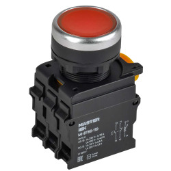 Кнопка с подсветкой d=22мм 1NO+1NC красная MASTER IEK