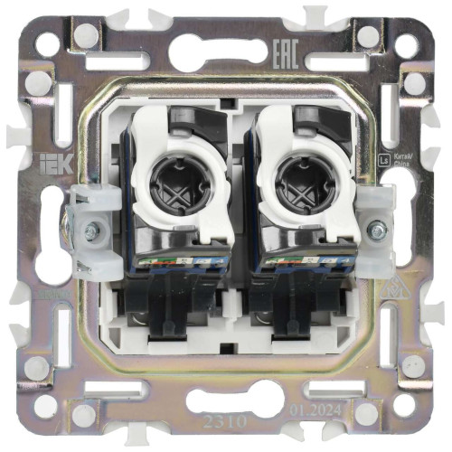 SKANDY Розетка компьютерная двойная RJ45 кат.6 SK-K04N металл никель IEK