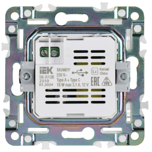 SKANDY Розетка USB A+C 18Вт SK-R13G графит IEK