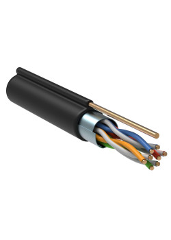 ITK Витая пара F/UTP кат.5E 4х2х24AWG solid LDPE с металлическим тросом 1,2мм черный (305м)