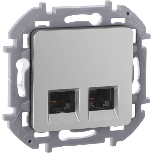 INSPIRIA Розетка компьютерная двойная RJ45 категория 5Е UTP алюминий