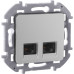 INSPIRIA Розетка компьютерная двойная RJ45 категория 5Е UTP алюминий