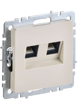 BRITE Розетка двойная RJ11+RJ45 кат.5E РК/Т12-БрКр бежевый IEK