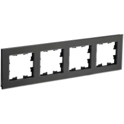 BRITE Рамка 4-местная РУ-4-2-Бр стекло черный матовый IEK