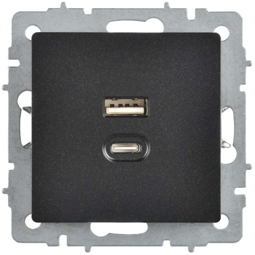 BRITE Розетка USB A+C 45Вт высокоскоростная зарядка РЮ11-2-БрЧ черный IEK