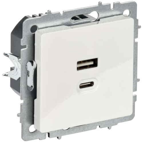BRITE Розетка USB A+C 45Вт высокоскоростная зарядка РЮ11-2-БрБ белый IEK