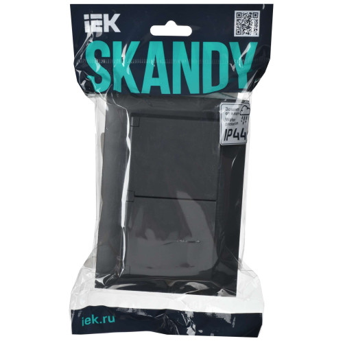 SKANDY Розетка 2-местная и крышкой 16А в сборе IP44 SK-R12T титан IEK