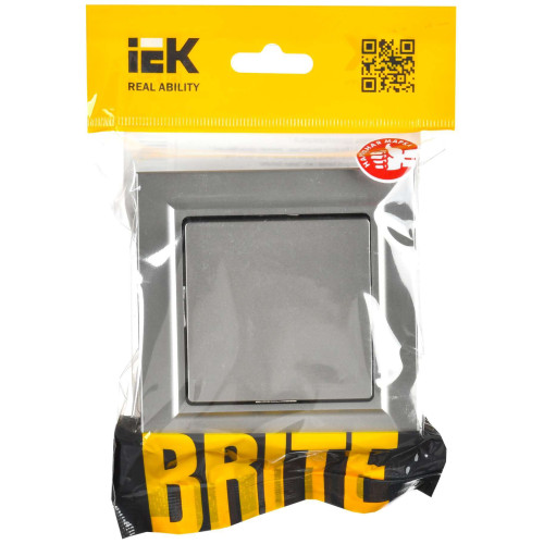 BRITE Выключатель 1-клавишный 10А в сборе ВСР10-1-0-БрС сталь IEK