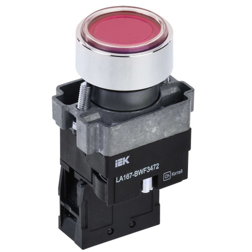 Кнопка управления LA167-BWF3472 d=22мм RC 1NC с подсветкой красная IEK