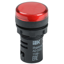 Лампа AD22DS(LED)матрица d=22мм красный 24В AC/DC IEK