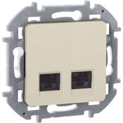 INSPIRIA Розетка компьютерная двойная RJ45 категория 6 UTP слоновая кость