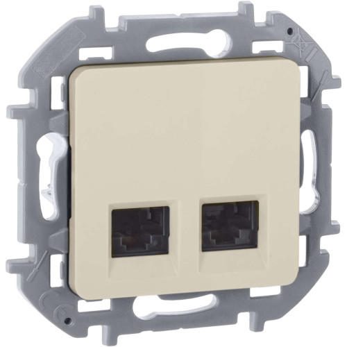INSPIRIA Розетка компьютерная двойная RJ45 категория 6 UTP слоновая кость