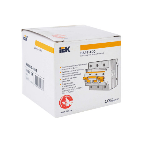 KARAT Автоматический выключатель ВА47-100 3P D 100А 10кА IEK