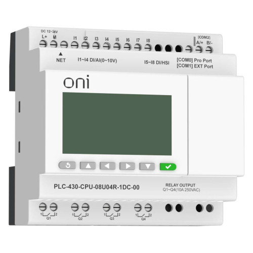ПЛК 430 Модуль ЦПУ 4 DI 4 UI (0-10 В/DI) 4 RO 24В DC с Ethernet портом с экраном ONI