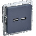 BRITE Розетка USB A+A 5В 3,1А РЮ10-1-БрМ маренго IEK